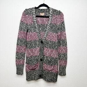 Mudd Y2K Fairy Cardigan Sweater Small Sequin Preppy Grunge Romantic Whimsigoth